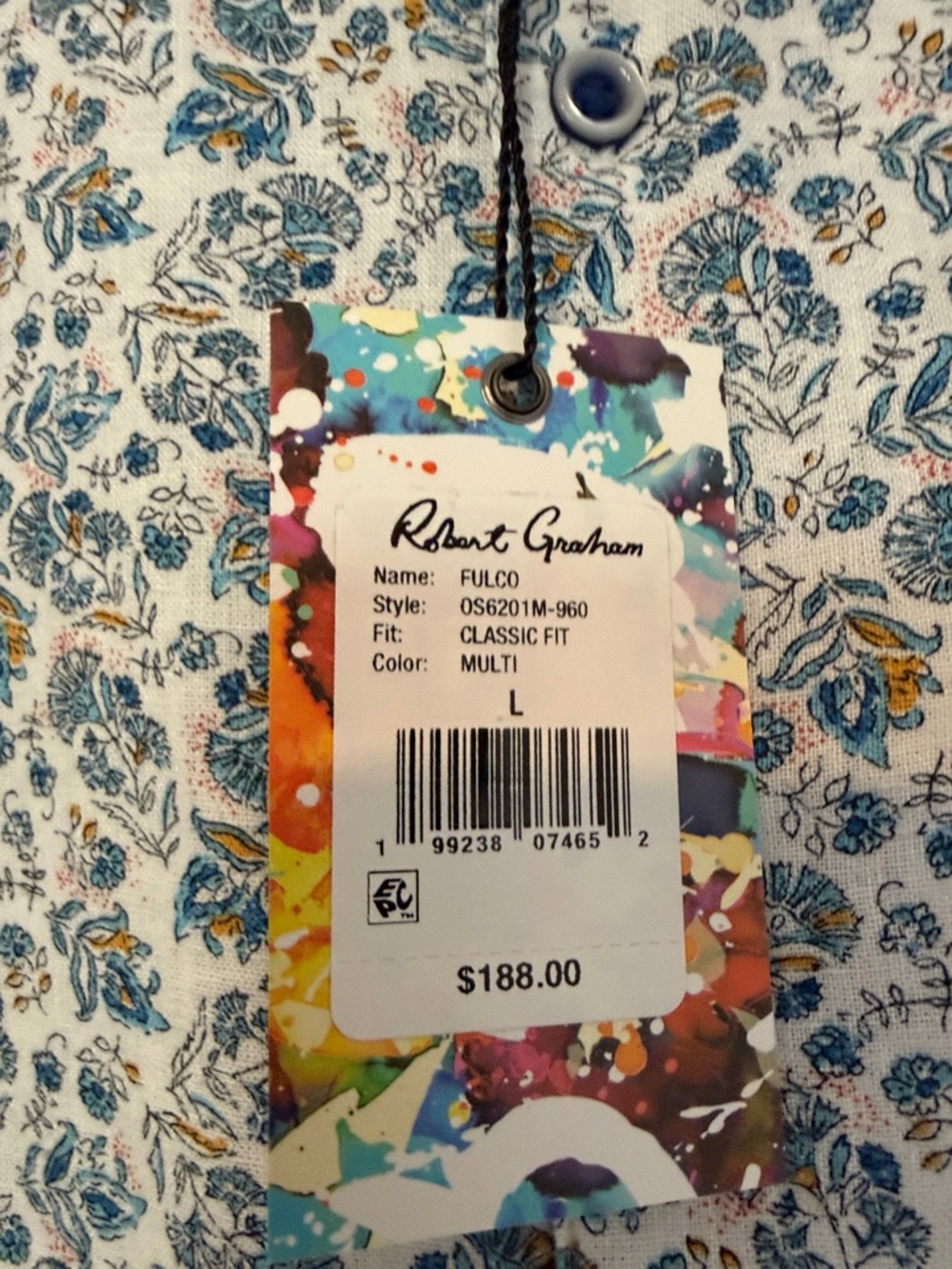 Robert Graham White & Blue Paisley Short-Sleeve Button-Down Shirt - Picture 2 of 3